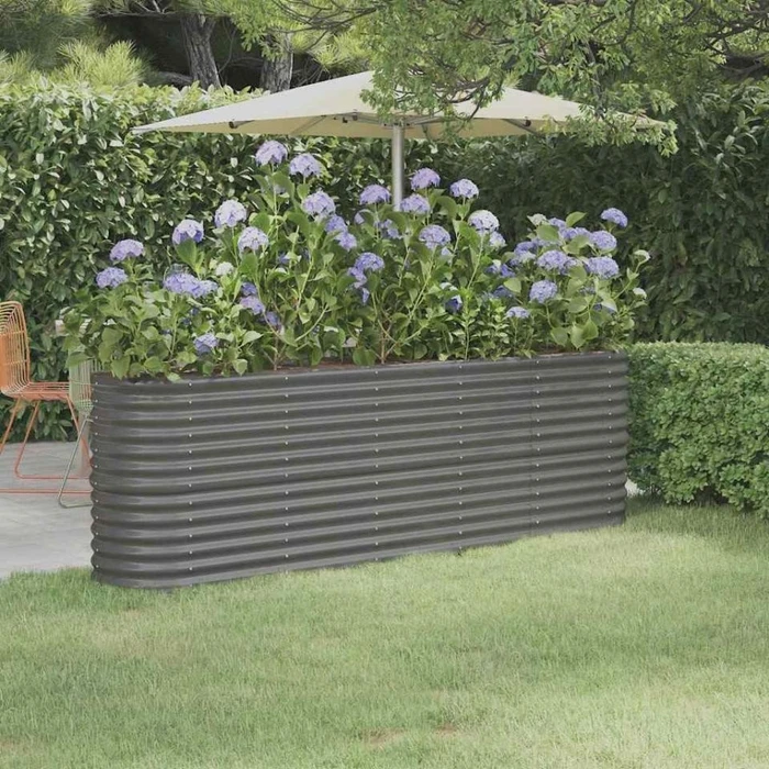 vidaXL Stahl Hochbeet oval 224x40cm grau