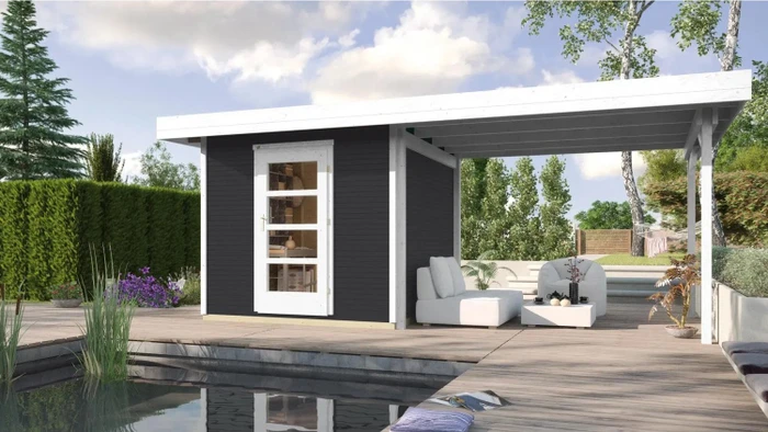 Weka wekaLine 172 B 590x301cm Gartenhaus inkl. Anbau anthrazit