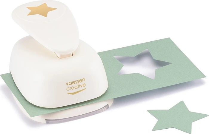 Vaessen Creative Hebel-Motivstanzer Super Jumbo, Stern, gold/weiß, 72x68mm
