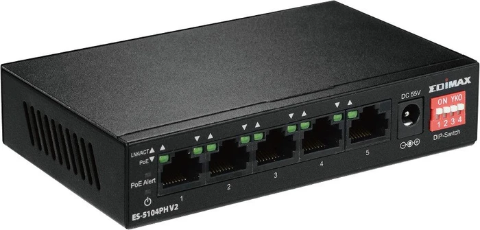Edimax ES-50 Series Desktop Switch, 5x RJ-45, 60W PoE+