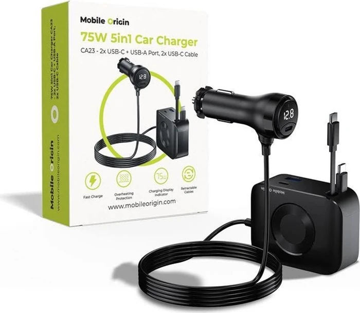 Mobile Origin 5in1 Car Charger CA23 75W schwarz