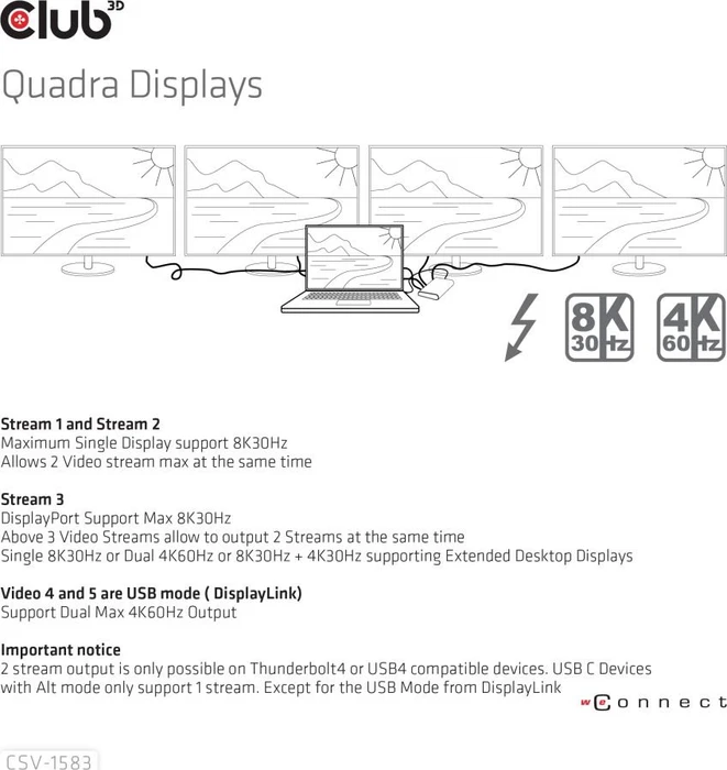Club 3D 16-in-1 Vier-Displays Docking-Station, Thunderbolt 4 [Buchse]