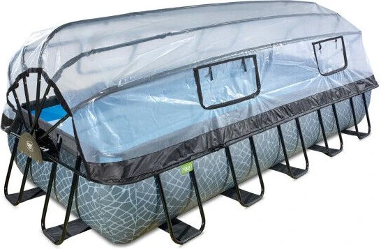 Exit Toys Stone Frame Pool mit Sandfilterpumpe rechteckig 540x250x100cm