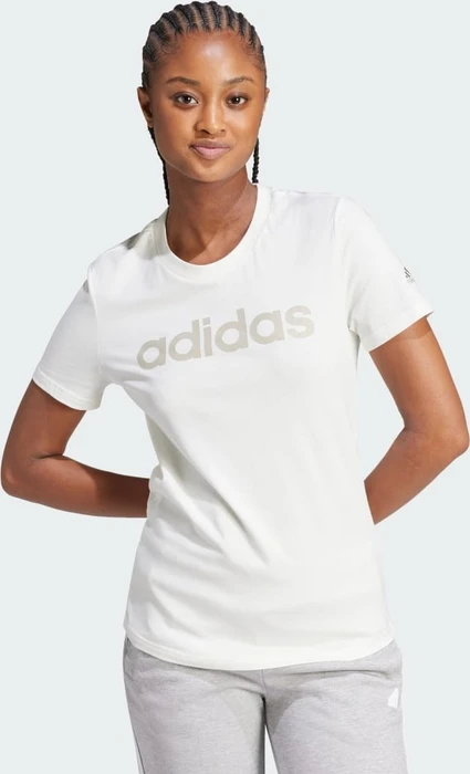 adidas Loungewear Essentials Slim Logo T-Shirt kurzarm off white/putty grey (Damen)