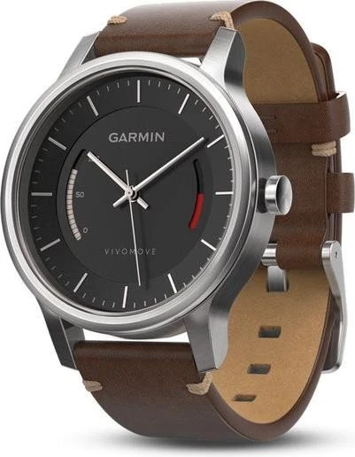 Garmin vivomove Premium Edelstahl Aktivitäts-Tracker silber/braun