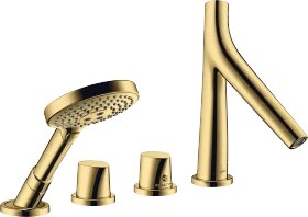 Hansgrohe Axor Starck Organic 4-Loch Wannenrandarmatur mit Thermostat polished goldoptik