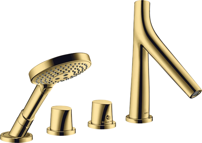Hansgrohe Axor Starck Organic 4-Loch Wannenrandarmatur mit Thermostat polished goldoptik