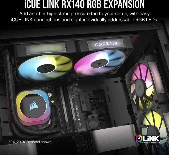 Corsair iCUE LINK RX140 RGB Expansion Kit, schwarz, 140mm