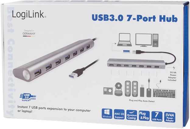 LogiLink USB-Hub, 7x USB-A 3.0, USB-A 3.0 [Stecker]