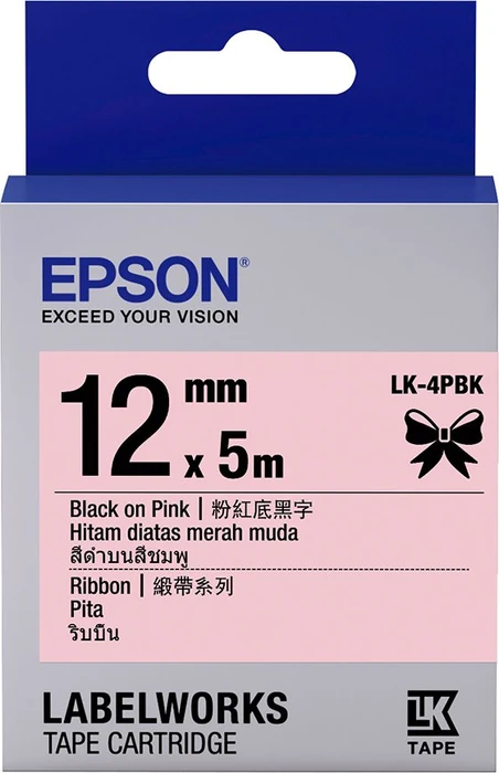 Epson LK-4PBK Beschriftungsband, 12mm, schwarz/rosa
