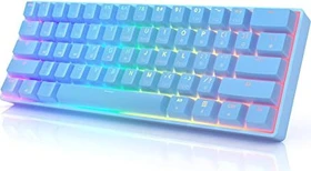 HK Gaming GK61 Malibu, 60% Layout, blau, LEDs RGB, Gateron Optical BROWN, USB, US