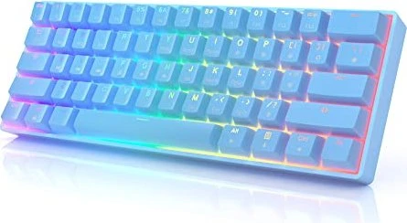 HK Gaming GK61 Malibu, 60% Layout, blau, LEDs RGB, Gateron Optical BLUE, USB, US