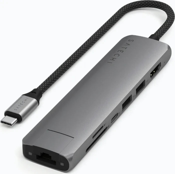 Satechi 7-in-1 Slim Multiport Adapter, Space Grey, USB-C 3.1 [Stecker]