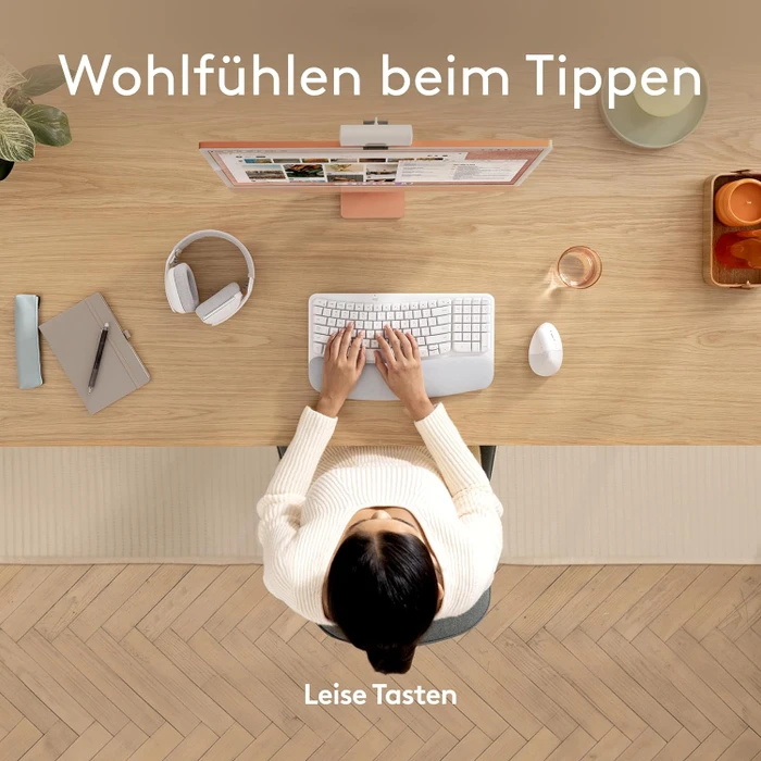 Logitech Wave Keys for Mac, Grauweiß, Logi Bolt, USB/Bluetooth, DE