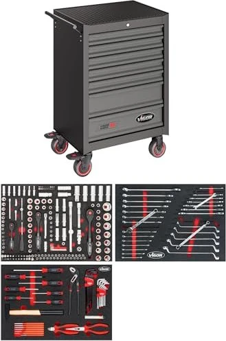 Vigor 500N Werkzeugwagen bestückt inkl. 164-tlg. Zubehör