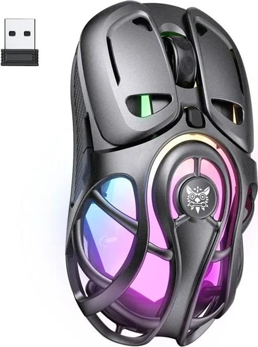 Onikuma DM02 Tri-Mode Wireless Gaming Mouse grau, USB/Bluetooth