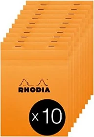 Rhodia Basics Notizblock N°16, A5, kariert, orange, 80 Blatt, 10er-Pack