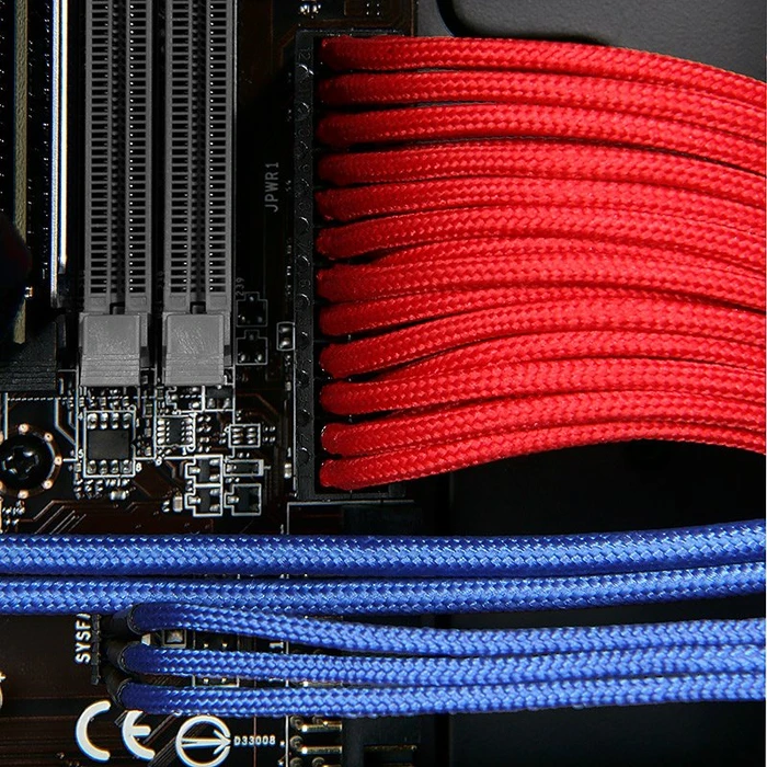 BitFenix Alchemy 24-Pin ATX Verlängerung 30cm, sleeved rot