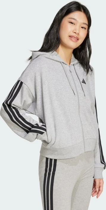 adidas Essentials 3-Streifen French Terry Hoodie medium grey heather/black (Damen)