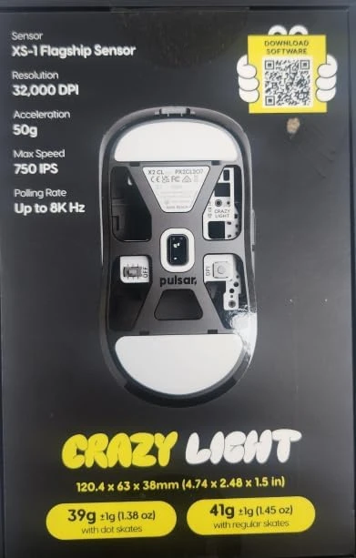 Pulsar Gaming Gears X2 CL CrazyLight Medium Wireless Jet Black, USB