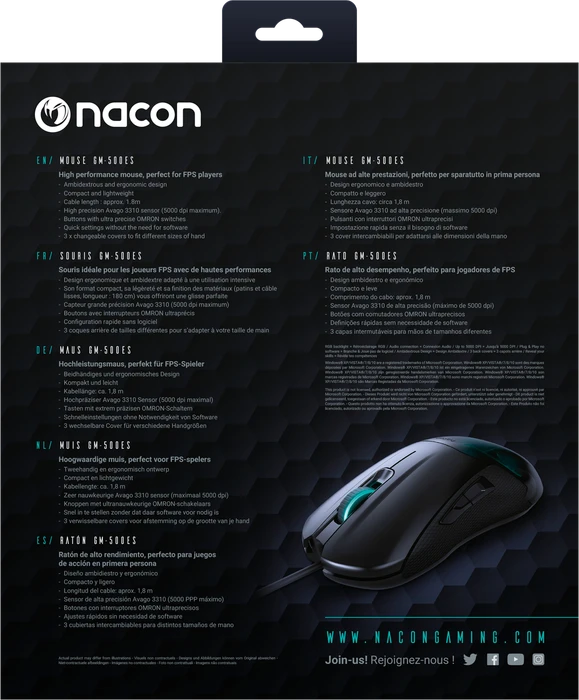 Nacon GM-500ES E-Sports Gaming Mouse schwarz, USB