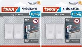 tesa Powerstrips Haken mini Tapete/Putz weiß, 2 Stück
