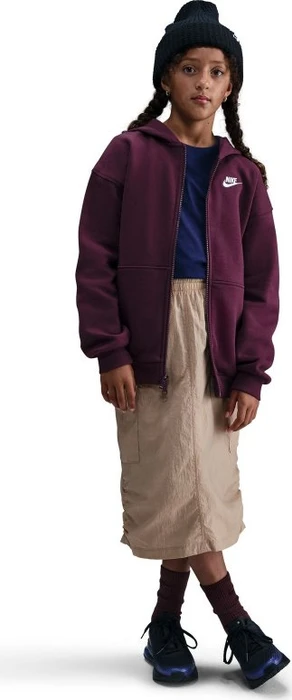 Nike Sportswear Club Fleece Oversize Hoodie bordeaux/white (Junior)