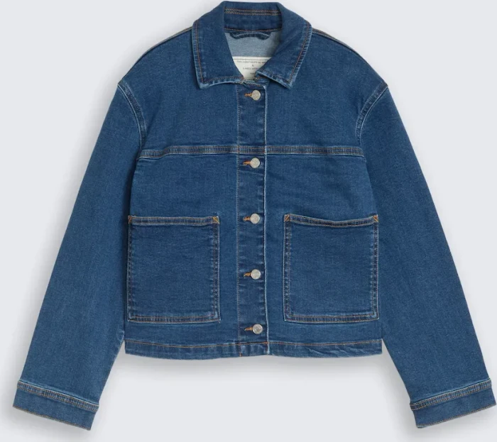 Tom Tailor Cropped Stretch Jeansjacke mid stone bright blue denim (Junior)