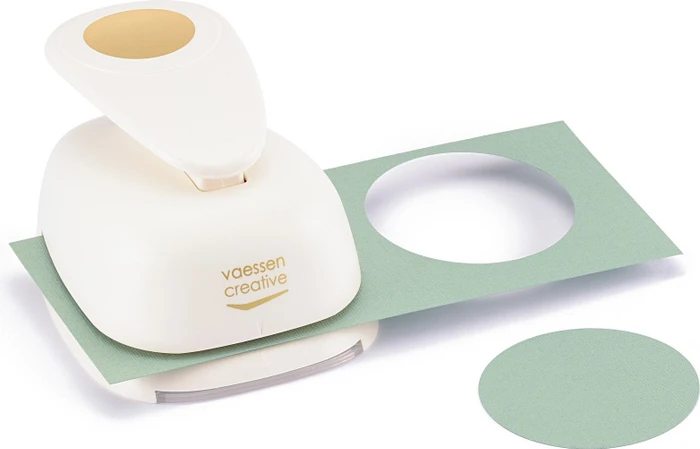 Vaessen Creative Hebel-Motivstanzer Super Jumbo, Kreis, gold/weiß, 77mm