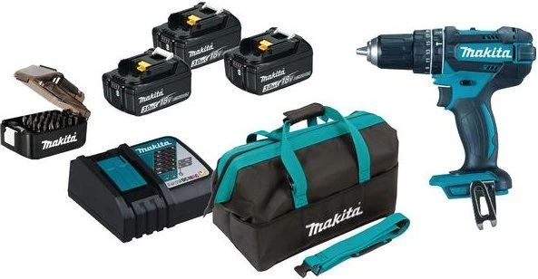 Makita DHP482RFX3 Akku-Schlagbohrschrauber inkl. Tasche + 3 Akkus 3.0Ah + Zubehör