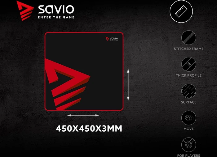 Savio Turbo Dynamic M Gaming Mauspad, schwarz/rot