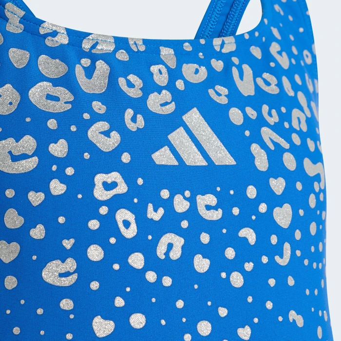 adidas V-förmiges Rückendesign und Glitzer-Details Badeanzug bright royal (Junior)
