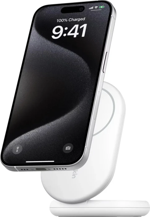 Belkin BoostCharge Magnetische, einklappbare, kabellose Ladestation mit Qi2 (15W) weiß