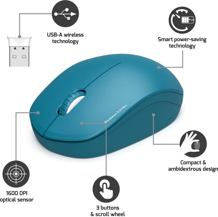 Port Designs Wireless Mouse Collection blau, USB