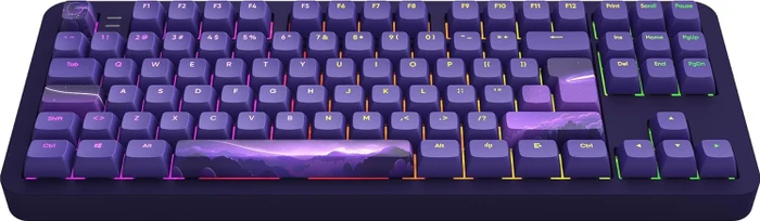 Dark Project ALU87B Celestial Gaming Keyboard, violett, LEDs RGB, g3ms Voidstone Silent, USB, DE