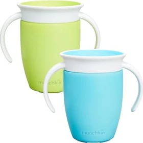 Munchkin Miracle 360° Übungstasse Trinkbecher, 6+M, 207ml, blau/grün, 2 Stück