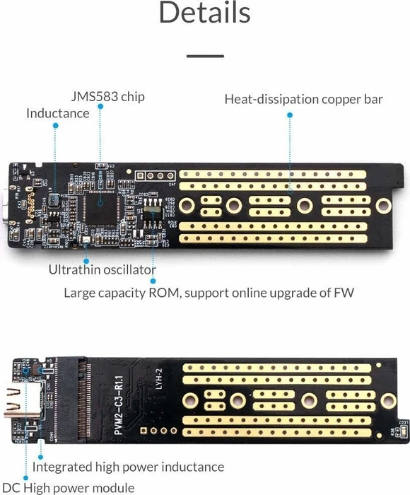 Orico TCM2-C3, rot/transparent, USB-C 3.1