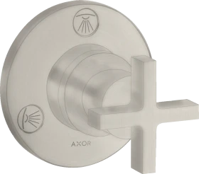Hansgrohe Axor Citterio Ab- und Umstellventil Trio/ Quattro Unterputz mit Kreuzgriff edelstahloptik