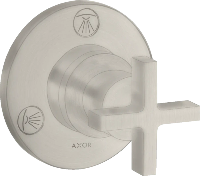 Hansgrohe Axor Citterio Ab- und Umstellventil Trio/ Quattro Unterputz mit Kreuzgriff edelstahloptik