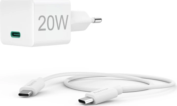 Hama Schnellladegerät mit Ladekabel USB-C Mini-Ladegerät PD 20W 1.0m weiß