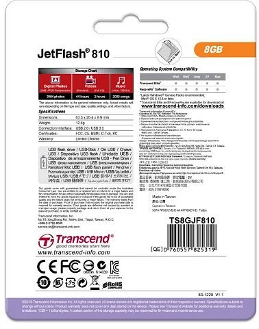 Transcend JetFlash 810 8GB, USB-A, USB 3.2 Gen 1×1