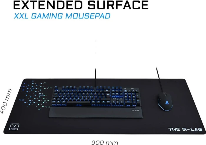 The G-Lab Pad Yttrium XXL Gaming Mauspad, schwarz/blau