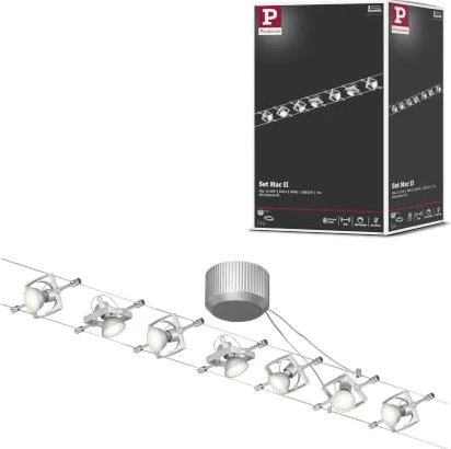 Paulmann Mac II Basisset Seilsystem Spot GU5.3 chrom, 7 Stück