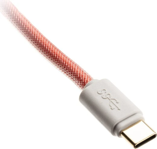 Ducky Premicord Spiralkabel USB-C auf USB-A, Tastaturkabel (Spiral-Textilkabel), 1.8m, Strawberry Frog