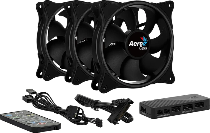 AeroCool Eclipse 12 Pro ARGB, LED-Steuerung, Fernbedienung, Lüftersteuerung, 120mm, 3er-Pack