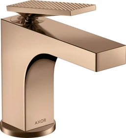 Hansgrohe Axor Citterio 90 Waschbeckenarmatur mit Hebelgriff Ablauffernbedienung und Rautenschliff polished red gold