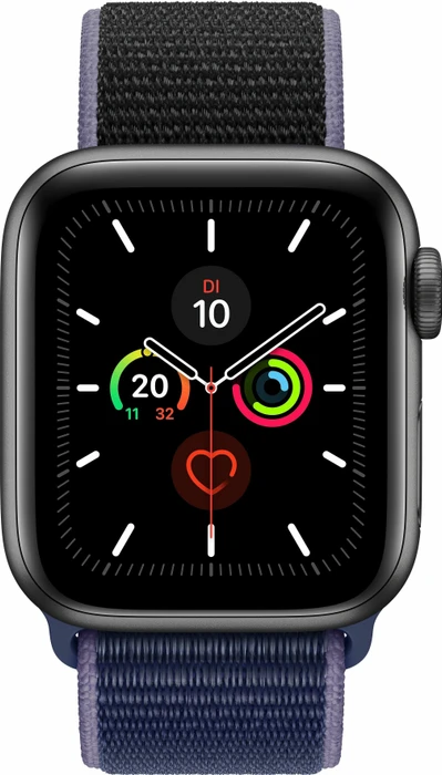 Apple Watch Series 5 (GPS) 40mm Aluminium space grau mit Sport Loop mitternachtsblau
