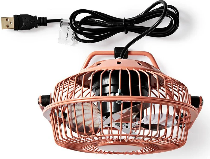 Nedis FNDK1PK10 USB Mini Tischventilator aus Metall 10cm rosa
