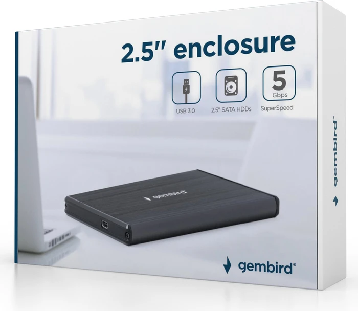Gembird EE2-U3S, schwarz, 2.5", USB 3.0 Mini-B