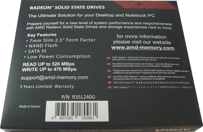 AMD Radeon R3 SSD 240GB, 2.5" / SATA 6Gb/s